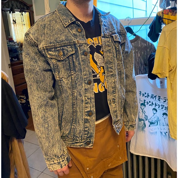 Vintage Forenza 80s style Denim Jean Jacket, mens size L or Unisex oversized - Picture 6 of 8